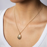Peridot & Diamond Oval Locket in 9ct Yellow Gold