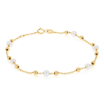 Freshwater Pearl Fancy Bracelet 19.10cm in 9ct Yellow Gold
