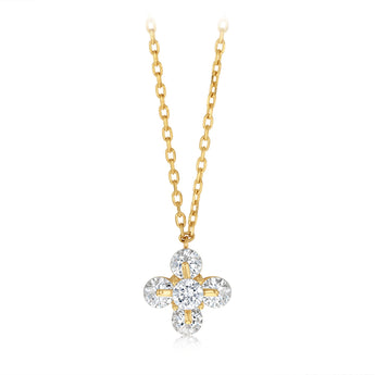 Cubic Zirconia on Adjustable 41-43cm Necklace in 9ct Yellow Gold Chain