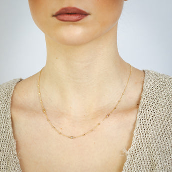 Cubic Zirconia on Adjustable 45cm Necklace in 9ct Yellow Gold