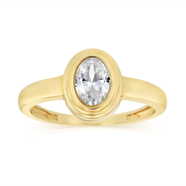 Cubic Zirconia Bezel Ring in 9ct Yellow Gold