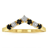 0.3 Carat Black Sapphire and Diamond Ring in 9ct Yellow Gold