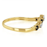 0.3 Carat Black Sapphire and Diamond Ring in 9ct Yellow Gold