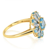 3.58 Carat Blue Topaz and Diamond Ring in 9ct Yellow Gold