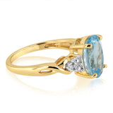 3.17 Carat London Blue Topaz Oval and Diamond Ring in 9ct Yellow Gold