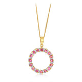 1 Carat Ruby and Diamond Circle Pendant in 9ct Yellow Gold