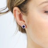 Amethyst and White Zirconia Earring and Pendant on Chain in Sterling Silver