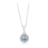 Bue Topaz and White Zirconia Earring and Pendant Set on Chain in Sterling SIlver