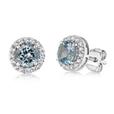 Bue Topaz and White Zirconia Earring and Pendant Set on Chain in Sterling SIlver