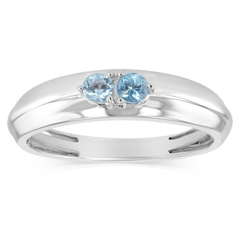 Natural Blue Topaz Ring in 9ct White Gold