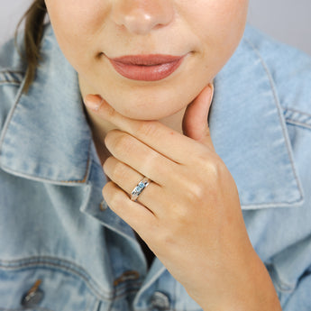 Natural Blue Topaz Ring in 9ct White Gold
