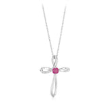 Ruby Pendant on Chain in Rhodium Plated Silver