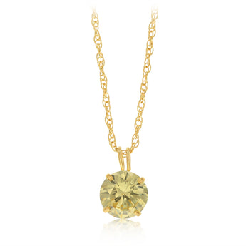 Created Citrine Pendant in 14ct Yellow Gold on Gold Plated Chain