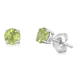 Natural Peridot Stud Earrings in Sterling Silver
