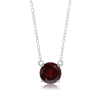 Natural Garnet Pendant with 45cm Chain in Sterling SIlver