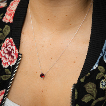 Natural Garnet Pendant with 45cm Chain in Sterling SIlver