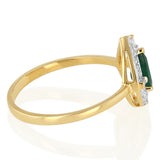 Natural Pear Emerald and Diamond Halo Ring in 9ct Yellow Gold