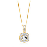 White Topaz and Diamond Pendant in 9ct Yellow Gold