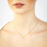 White Topaz and Diamond Pendant in 9ct Yellow Gold