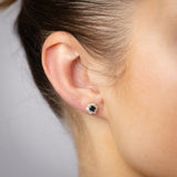 Created Sapphire and Diamond Stud Earrings in 9ct Yellow Gold