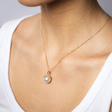 12-14mm White South Seal Pearl Pendant with 20 Diamonds in 9ct Yellow Gold on 45cm Chain