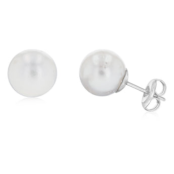 10-11mm White South Seal Pearl Stud Earrings in Sterling Silver