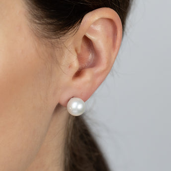 10-11mm White South Seal Pearl Stud Earrings in Sterling Silver