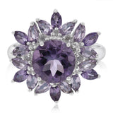Natural Amethyst & Diamond Ring in Sterling Silver