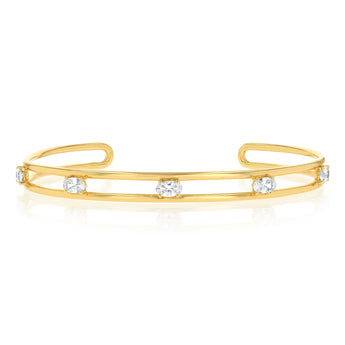 Gold Plated Sterling Silver Cubic Zirconia Bangle