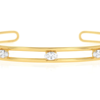 Gold Plated Sterling Silver Cubic Zirconia Bangle