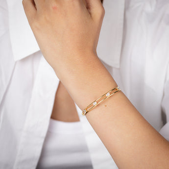 Gold Plated Sterling Silver Cubic Zirconia Bangle