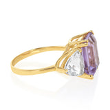 Natural White Topaz and Amethyst Ring in 9ct Yellow Gold