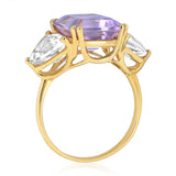 Natural White Topaz and Amethyst Ring in 9ct Yellow Gold