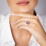 Natural White Topaz and Amethyst Ring in 9ct Yellow Gold
