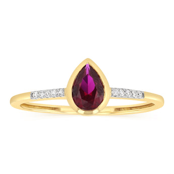 Created Ruby and Diamond Ring in 9ct Yellow Gold