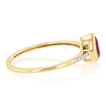 Created Ruby and Diamond Ring in 9ct Yellow Gold