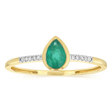 Created Emerald and Diamond Ring in 9ct Yellow Gold