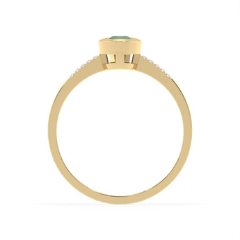 Created Emerald and Diamond Ring in 9ct Yellow Gold