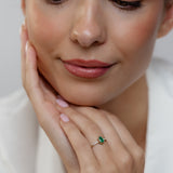 Created Emerald and Diamond Ring in 9ct Yellow Gold