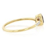 Created Red Garnet and Diamond Ring in 9ct Yellow Gold