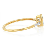 Created Blue Topaz and Diamond Ring in 9ct Yellow Gold