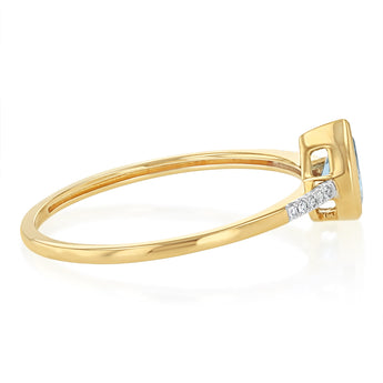 Created Blue Topaz and Diamond Ring in 9ct Yellow Gold