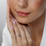 Created Blue Topaz and Diamond Ring in 9ct Yellow Gold