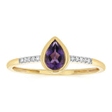 Created Amethyst and Diamond Ring in 9ct Yellow Gold