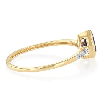 Created Amethyst and Diamond Ring in 9ct Yellow Gold