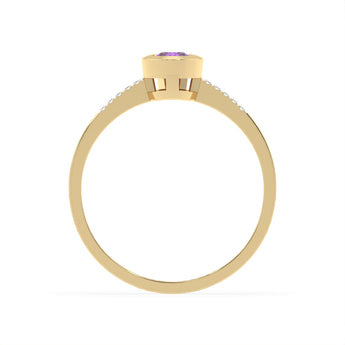 Created Amethyst and Diamond Ring in 9ct Yellow Gold