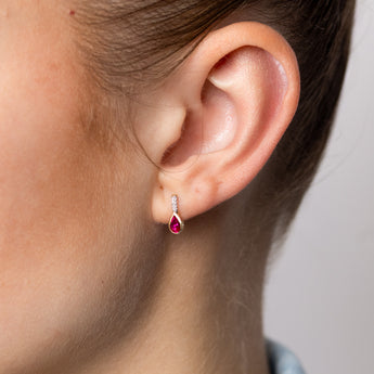 Created Ruby and Diamond Drop Earrings in 9ct Yellow Gold