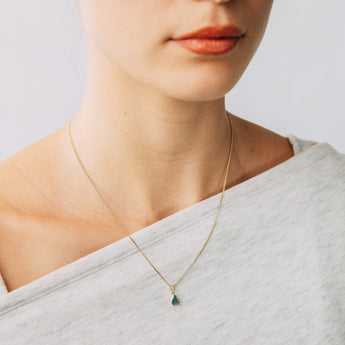 Created Emerald and Diamond Pendant in 9ct Yellow Gold