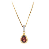Created Red Garnet and Diamond Pendant in 9ct Yellow Gold