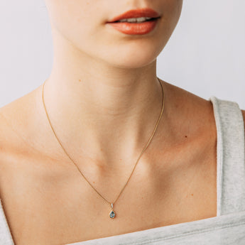 Created Blue Topaz and Diamond Pendant in 9ct Yellow Gold